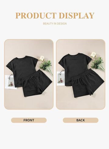 Eytino Women Plus Size 2 Piece Outfits Sweatsuit Short Sleeve Pullover Tops and Drawstring Shorts Pants(1X-5X) in Kuwait