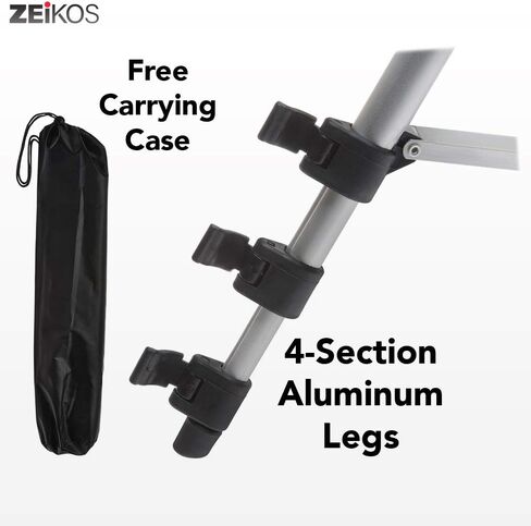 Zeikos 50" Inch Aluminum Camera Tripod, Lightweight with Bubble Level Indicator + Free MiracleFiber Microfiber Cleaning Cloth and Carrying Bag in Kuwait