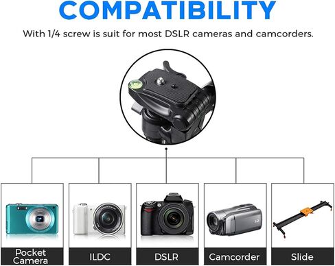 Zeikos 50" Inch Aluminum Camera Tripod, Lightweight with Bubble Level Indicator + Free MiracleFiber Microfiber Cleaning Cloth and Carrying Bag in Kuwait