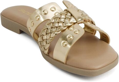 Soda “Flash" ~ Women Square Toe Ornamented H-Band Slip-On Sandals in Saudi Arabia