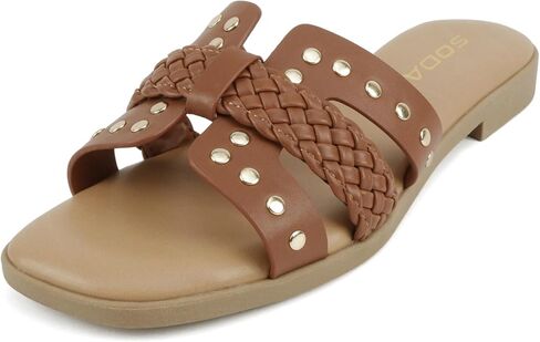Soda “Flash" ~ Women Square Toe Ornamented H-Band Slip-On Sandals in Saudi Arabia