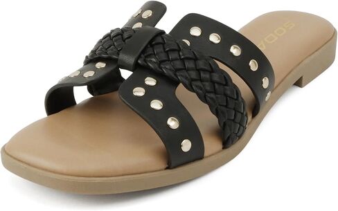 الصودا "فلاش" ~ نساء مربعة إصبع أخمص القدمين مزخرفة H-band slip-on in Kuwait