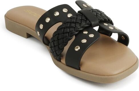 الصودا "فلاش" ~ نساء مربعة إصبع أخمص القدمين مزخرفة H-band slip-on in Kuwait