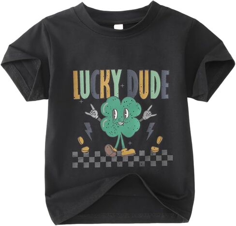 MODNTOGA St. Patrick's Day Crewneck T-Shirt Toddler Boy Shamrock Graphic Lucky Dude Print Shirt Green Clover Pullover Tops in Saudi Arabia