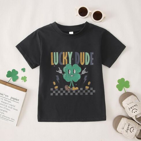 MODNTOGA St. Patrick's Day Crewneck T-Shirt Toddler Boy Shamrock Graphic Lucky Dude Print Shirt Green Clover Pullover Tops in Saudi Arabia
