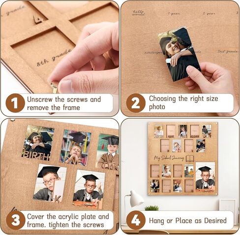 15.74inch School Picture Frame Pre-k to 12, School Years Picture Frame K-12 for Graduation Gifts&Party Decor, Wooden School Photo Frame, Perfect Graduation keepsake, 18 Photos in Saudi Arabia