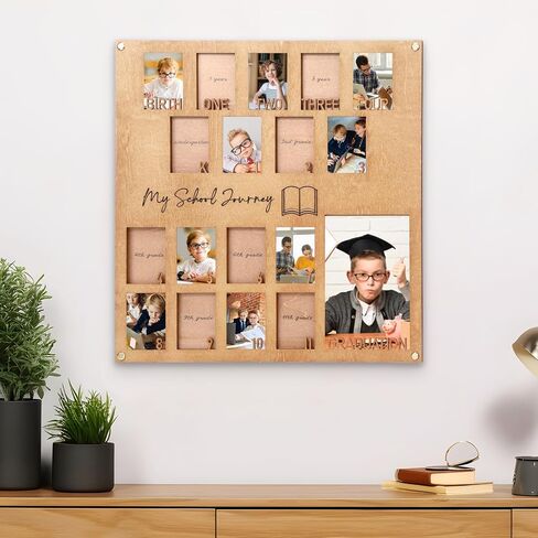 15.74inch School Picture Frame Pre-k to 12, School Years Picture Frame K-12 for Graduation Gifts&Party Decor, Wooden School Photo Frame, Perfect Graduation keepsake, 18 Photos in Saudi Arabia