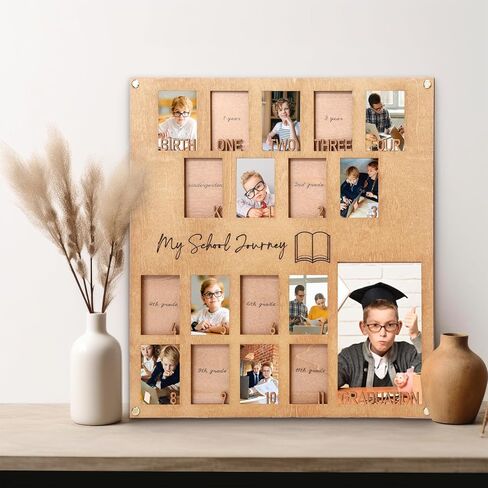 15.74inch School Picture Frame Pre-k to 12, School Years Picture Frame K-12 for Graduation Gifts&Party Decor, Wooden School Photo Frame, Perfect Graduation keepsake, 18 Photos in Saudi Arabia