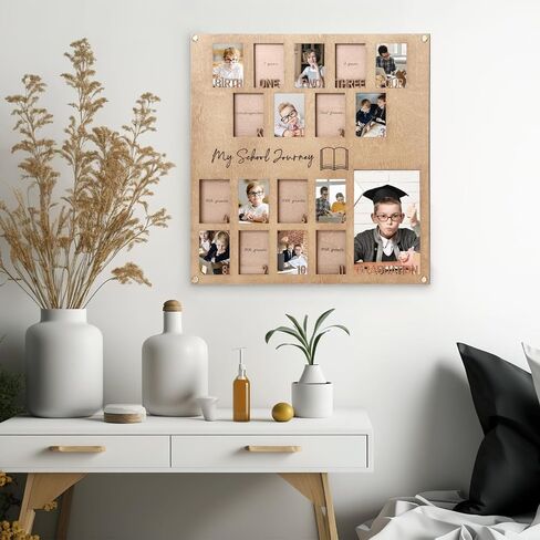 15.74inch School Picture Frame Pre-k to 12, School Years Picture Frame K-12 for Graduation Gifts&Party Decor, Wooden School Photo Frame, Perfect Graduation keepsake, 18 Photos in Saudi Arabia