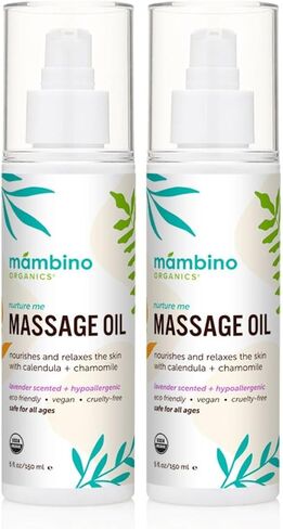 Massage Baby Oil – Organic, Nourishing with Egyptian Calendula, Chamomile & Lavender – Gentle for After-Bath Relaxing – Cruelty-Free Baby Oils for Baby & Kids by Mambino Organics, 2-Pack 5 fl oz in Saudi Arabia
