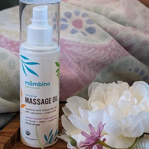 Massage Baby Oil – Organic, Nourishing with Egyptian Calendula, Chamomile & Lavender – Gentle for After-Bath Relaxing – Cruelty-Free Baby Oils for Baby & Kids by Mambino Organics, 2-Pack 5 fl oz in Saudi Arabia