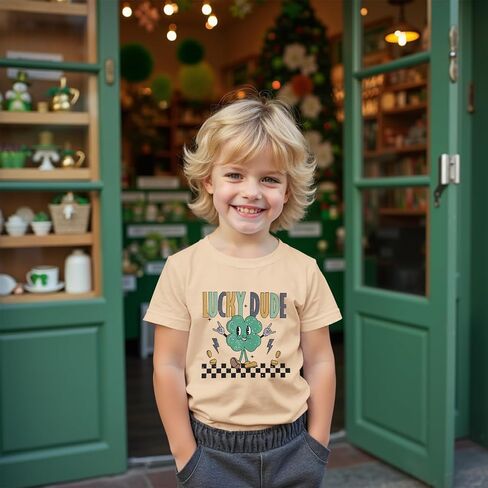 CM C&M WODRO Toddler Baby Boy St Patrick's Day T-Shirt Lucky Dude Clover Shirt Short Sleeve Funny Shamrock Graphic Tees Tops in Saudi Arabia