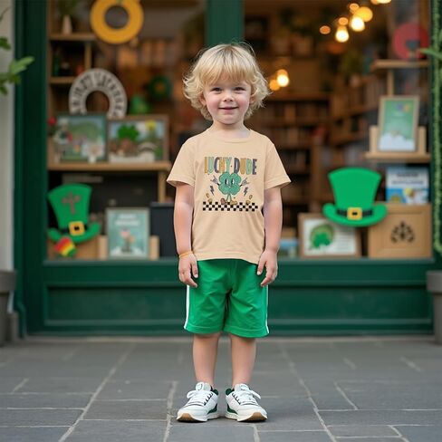 CM C&M WODRO Toddler Baby Boy St Patrick's Day T-Shirt Lucky Dude Clover Shirt Short Sleeve Funny Shamrock Graphic Tees Tops in Saudi Arabia