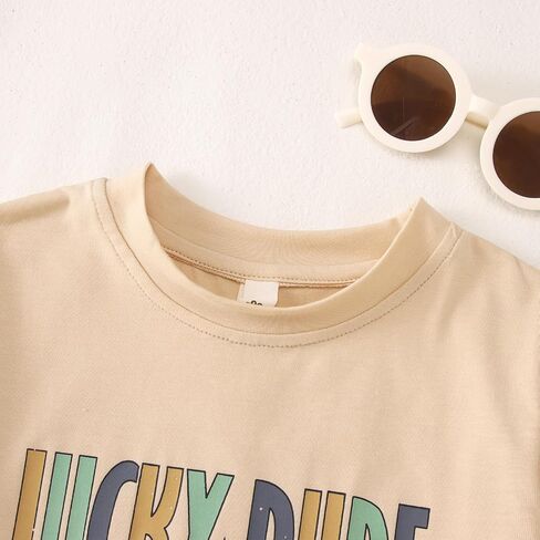 CM C&M WODRO Toddler Baby Boy St Patrick's Day T-Shirt Lucky Dude Clover Shirt Short Sleeve Funny Shamrock Graphic Tees Tops in Saudi Arabia