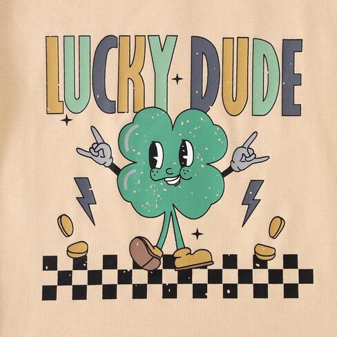 CM C&M WODRO Toddler Baby Boy St Patrick's Day T-Shirt Lucky Dude Clover Shirt Short Sleeve Funny Shamrock Graphic Tees Tops in Saudi Arabia