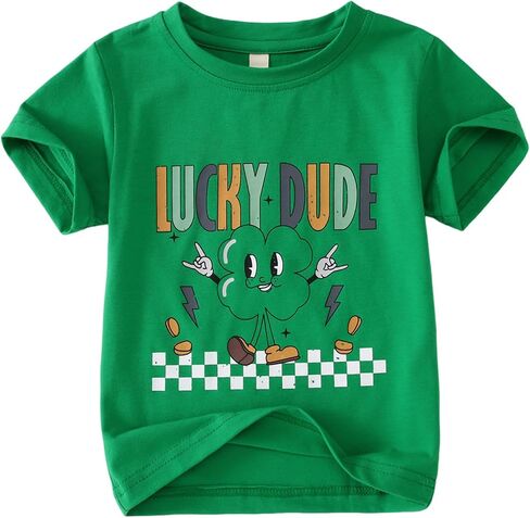 CM C&M WODRO Toddler Baby Boy St Patrick's Day T-Shirt Lucky Dude Clover Shirt Short Sleeve Funny Shamrock Graphic Tees Tops in Saudi Arabia