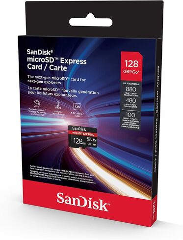 SanDisk 128GB microSD Express microSD Card - Up to 880MB/s Read, Up to 480MB/s Write, 100MB/s Sustained Write, U3, C10 - SDSQXFN-128G-GN4NN in Saudi Arabia