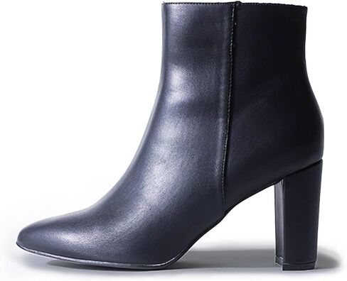 J. Adams Women's Wallice Ankle Booties - Chic Pointed Toe Block Heel Boots with Side Zipper - Comfortable and Stylish Dress Boots for Everyday Wear in Kuwait