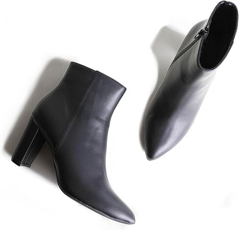 J. Adams Women's Wallice Ankle Booties - Chic Pointed Toe Block Heel Boots with Side Zipper - Comfortable and Stylish Dress Boots for Everyday Wear in Kuwait
