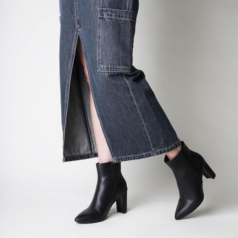 J. Adams Women's Wallice Ankle Booties - Chic Pointed Toe Block Heel Boots with Side Zipper - Comfortable and Stylish Dress Boots for Everyday Wear in Kuwait