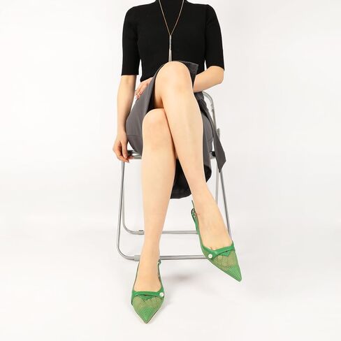 Sammitop Womens Slingback Hitten Heels مغلق مقترن من إصبع القدم منخفض الكعب مضخات مضخات اللؤلؤ أحذية حزام حزام 1.5 بوصة in Kuwait