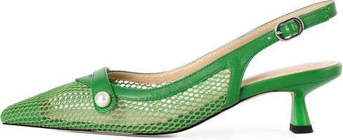 Sammitop Womens Slingback Hitten Heels مغلق مقترن من إصبع القدم منخفض الكعب مضخات مضخات اللؤلؤ أحذية حزام حزام 1.5 بوصة in Kuwait