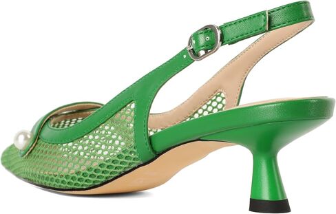Sammitop Womens Slingback Hitten Heels مغلق مقترن من إصبع القدم منخفض الكعب مضخات مضخات اللؤلؤ أحذية حزام حزام 1.5 بوصة in Kuwait