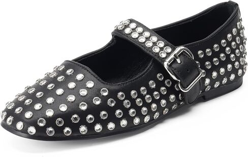 FUNKYMONKEY Women's Diamond Square Toe Mary Jane Flats with Adjustable Buckle Casual Comfort Shoes in Saudi Arabia