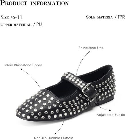FUNKYMONKEY Women's Diamond Square Toe Mary Jane Flats with Adjustable Buckle Casual Comfort Shoes in Saudi Arabia