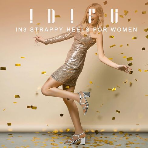 idifu in3 strappy heels chunky block square open tee heele cheels wedder prom bridal party shoes for the women revisty regly strendy summer bride bride heeled slgeback slingback low short hears cheels in Kuwait