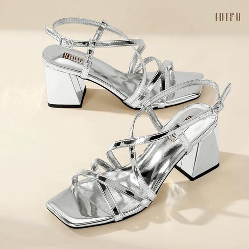 idifu in3 strappy heels chunky block square open tee heele cheels wedder prom bridal party shoes for the women revisty regly strendy summer bride bride heeled slgeback slingback low short hears cheels in Kuwait