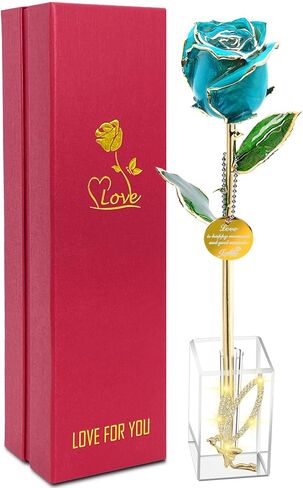 24k Gold Rose Valentines Day Gifts for Her Women,Real Rose Dipped 24K Gold,Best Gifts for Valentines Day Christmas Birthday Anniversary for Women,Mom,Grandma(Pink,Crystal Stand) in Saudi Arabia