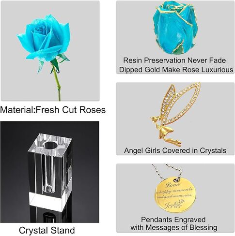 24k Gold Rose Valentines Day Gifts for Her Women,Real Rose Dipped 24K Gold,Best Gifts for Valentines Day Christmas Birthday Anniversary for Women,Mom,Grandma(Pink,Crystal Stand) in Saudi Arabia