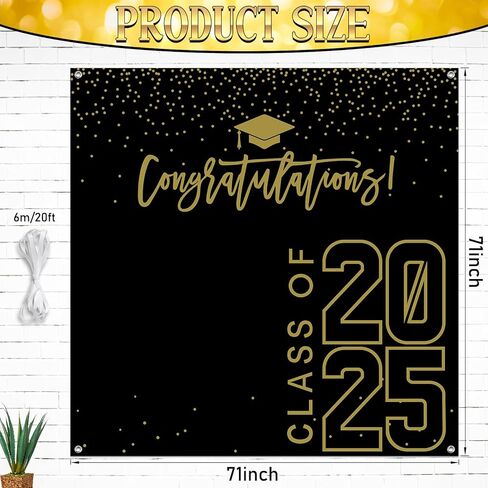 فئة من 2024 خلفية التخرج الذهب الأسود تهنئة التخرج حفلة صورة الخلفية، 6 * 6ft كبير كشك الدعائم تهنئة راية لعام 2024 لوازم زينة حفلة التخرج (أحمر أسود) in Kuwait