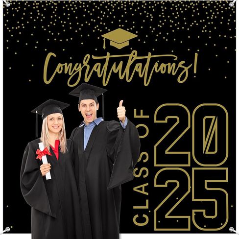 فئة من 2024 خلفية التخرج الذهب الأسود تهنئة التخرج حفلة صورة الخلفية، 6 * 6ft كبير كشك الدعائم تهنئة راية لعام 2024 لوازم زينة حفلة التخرج (أحمر أسود) in Kuwait
