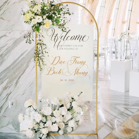 Gold Metal Arch Backdrop Stand, 6.6FT x 7.2FT, Easy to Assemble, Suitable for Weddings, Birthdays, Parties, Metal in Kuwait