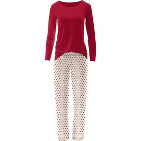 KICKEE Full of Hearts Loosey Goosey Women’s Pajama Set, Long Sleeve Loungewear, Relaxed Fit Sleepwear