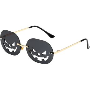 BOJOD Goth Horns Heart Sunglasses for Women Rimless 90s Punk Heart Glasses Trendy colored Sunglasses for Party Festival