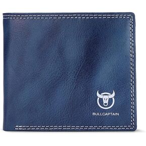 BULLCAPTAIN Men's Leather Wallet with Attached Flip Pocket RFID Protected Slim Bifold with 7 Credit Card Pockets (1-a-Chocolate)