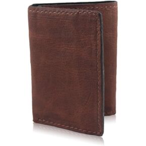 Brown Genuine Leather Trifold 9 Card Leather Wallet Handmade