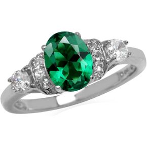 Silvershake Genuine Gemstone White Gold Plated 925 Sterling Silver Modern Statement Right Hand or Dress Ring