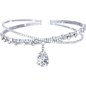 قلادة شوكر على شكل تاج مرصعة باحجار الراين متعددة الاغراض من الالماس والفضة اللامعة، قلادة شوكر من الزركون على شكل قطرة ماء للرقبة، قلادة عنق كريستالية على شكل تاج للراس، عصابة راس للحفلات الراقصة in Kuwait