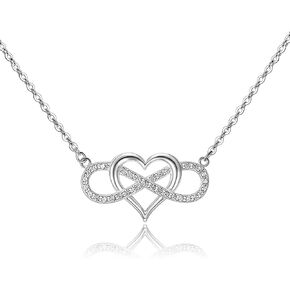 ELEGANZIA Infinity Necklaces for Women Mom Girlfriend Granddaughter Sparkling Cubic Zirconia Infinite Love Heart Eternity Pendant 925 Sterling Silver Jewelry Anniversary Birthday for Her