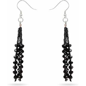 The 1920's Collection Vintage Style Charcoal Black Multitier Beaded Earrings for Women