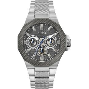 GUESS Men's 45mm Watch - Silver Tone Bracelet Grey Dial Two-Tone Case
