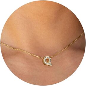 JSJOY Gold Diamond Initial Necklaces for Women Girls, Tiny Initial Necklace Letter A-Z Pendant Choker Cubic Zirconia Necklaces Diamond Choker Necklace Crystal Pendant Jewelry for Teen Girls