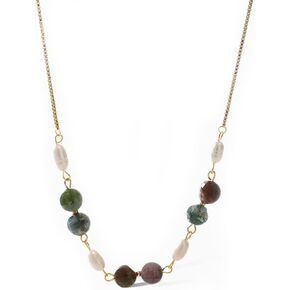 Boho Beaded Choker Colorful Real Natural Stone Bead Surfer Necklace Summer Beach Bohemian Turquoise Freshwater Gemstone Crystal Handmade Gold Party Chain Jewelry Gifts for Women Girls