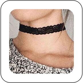 Andelaisi Boho Lace Choker Necklace Black Lace Necklace Choker Gothic Stretch Lace Collar Necklace Vintage Lace Clavicle Necklace Jewelry for Women and Girls