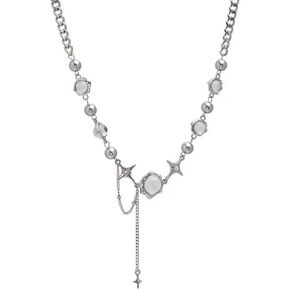H&Z Y2k Crystal Star Moonstone Necklace Irregular Punk Gothic Kpop Downtown Girl Choker for Women girls