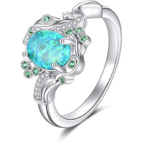YAFEINI Opal Rings for Women Sterling Silver Rearl Opal Engagement Ring Phoenix Jewelry Gift for Girls
